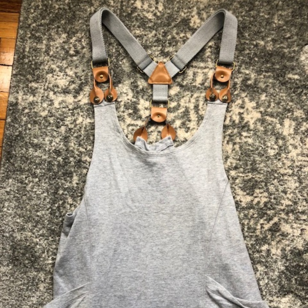 Short Grey Overall Dress